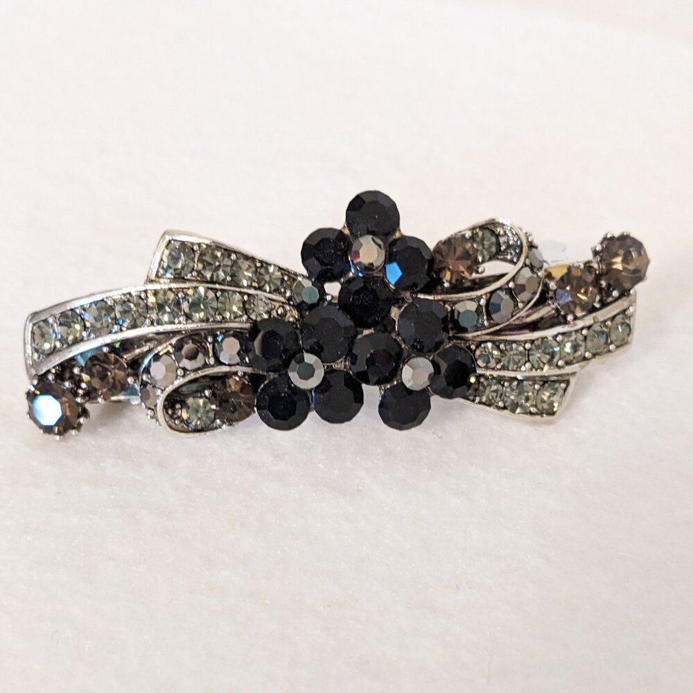 Rhinestone Crystal Silver Metal Hair Clip